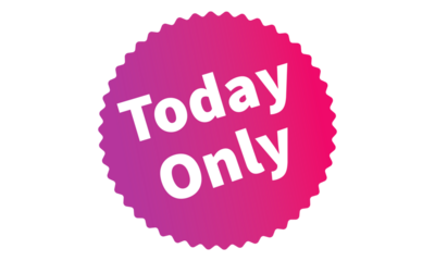 Today Only Pink Authentic sticker design, stamp, labels on vector web shopping stickers isolated on PNG or Transparent Background