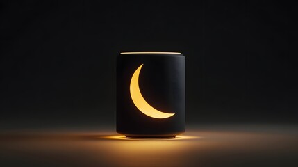 Cylindrical lamp with crescent moon design.