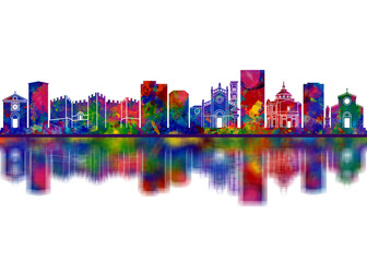 Fototapeta premium Prato Italy Skyline. Cityscape Skyscraper Buildings Landscape City Downtown Abstract Landmarks Travel Background Modern Art