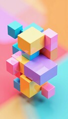 Obraz premium Abstract colorful geometric shapes in 3D composition 