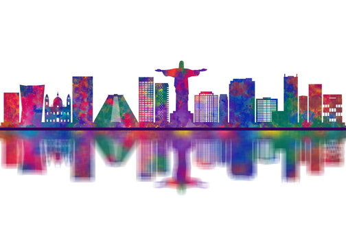 Rio de Janeiro Skyline. Cityscape Skyscraper Buildings Landscape City Downtown Abstract Landmarks Travel Background Modern Art