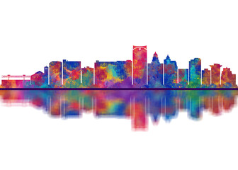 Fototapeta premium Rochester Minnesota Skyline. Cityscape Skyscraper Buildings Landscape City Downtown Abstract Landmarks Travel Background Modern Art