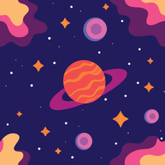 seamless pattern with planets and stars
