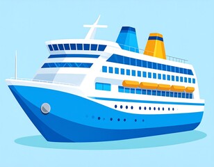 Fototapeta premium Blue and white cruise ship