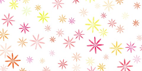 Seamless pattern with stars. Colorful floral repetition on white background png. Snowflakes