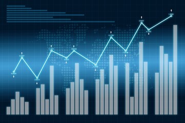 business graph on a red background