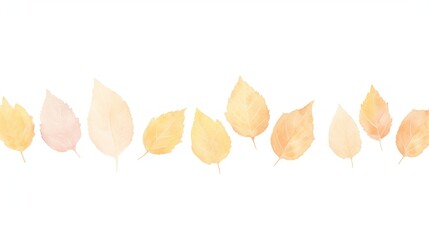 Fototapeta premium Autumn leaves as divider watercolor blossom produce flower.