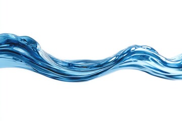 Blue water waves flowing over white background