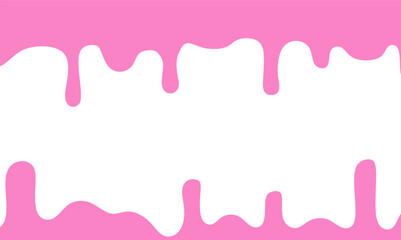 Melting strawberry ice cream flows over a white background with empty space.