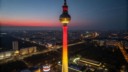 Berlin tv tower at night aerial view of alexanderplatz germany landmark and cityscape tourism destination