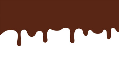 Melted chocolate dripping on white background. Chocolate Drip Vector. Hot Melted Seamless Background Texture