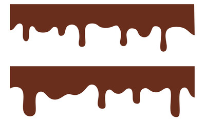 Melted chocolate dripping on white background. Chocolate Drip Vector. Hot Melted Seamless Background Texture