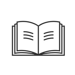 Simple open book outline icon isolated flat design.