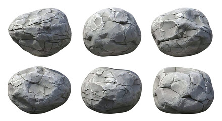 Grey rocks collection isolated
