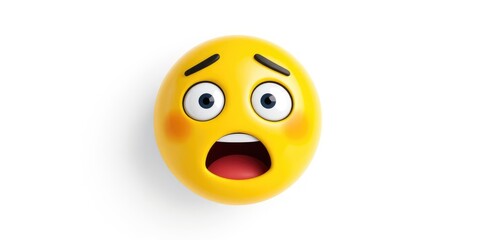 Fototapeta premium 3D Yellow Smiley Face - Surprise Expression on White
