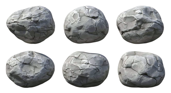 Grey rocks collection isolated