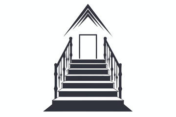 Simple Stairs Leading to Doorway Isolated on White Background Architecture Steps