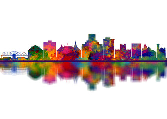 Fototapeta premium Saginaw Michigan Skyline. Cityscape Skyscraper Buildings Landscape City Downtown Abstract Landmarks Travel Background Modern Art