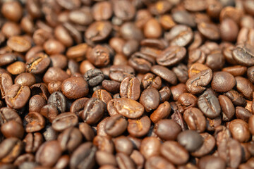 Fresh premium roasted brown Arabica coffee beans background