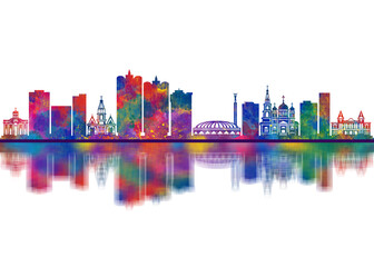 Naklejka premium Samara Skyline. Cityscape Skyscraper Buildings Landscape City Downtown Abstract Landmarks Travel Background Modern Art