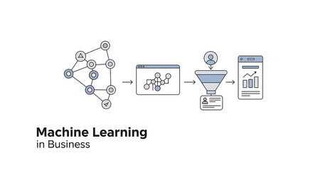 Machine learning process diagram showing data filtering and analysis on a mobile device screen ai generated