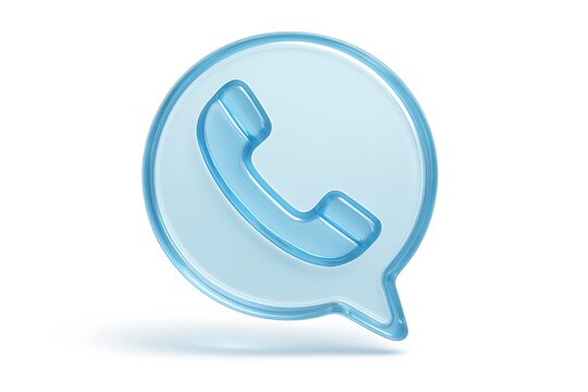 Translucent phone icon with blue color on a white background - Powered by Adobe