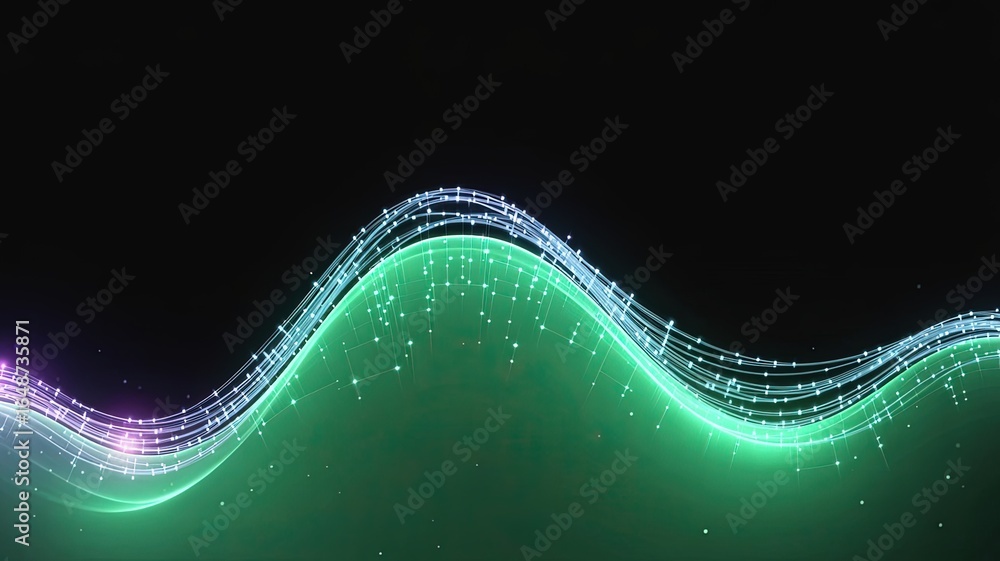 Aufkleber wave of technology: a mesmerizing digital waveform pulses with vibrant energy, illustrating data flo