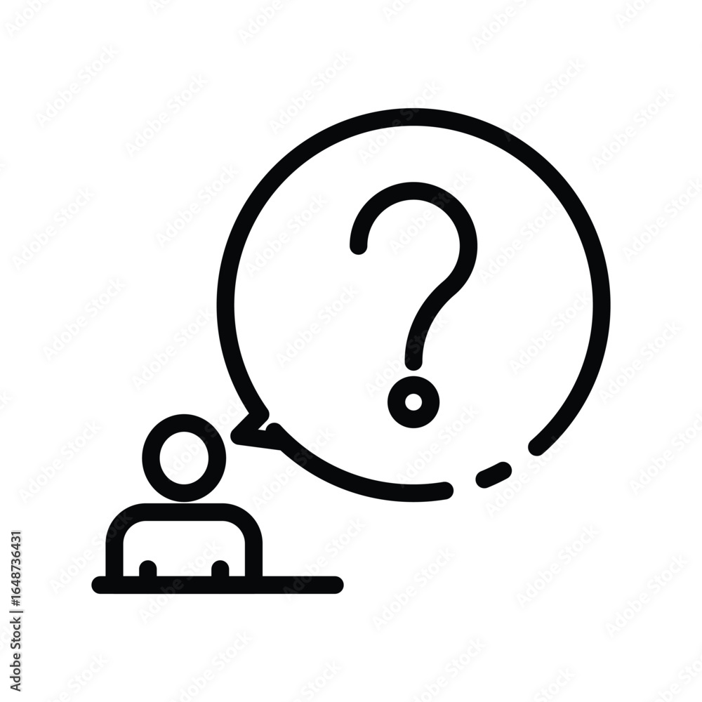 Aufkleber An icon of a person with a question mark in a speech bubble. Editable stroke