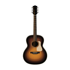Obraz premium Classic acoustic guitar with warm sunburst finish displayed against a simple background to highlight its elegance and craftsmanship