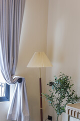 Modern lamp decor in hotel room and window, home decor,Interior design of dining room or living...