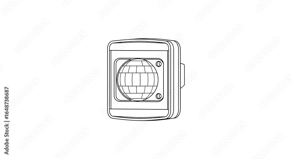 Aufkleber illustration of a square shaped object with a spherical design inside on a white background ai gener