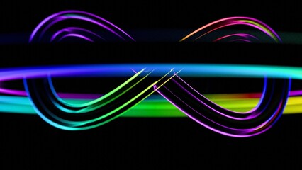 a black background with a multi colored wave
