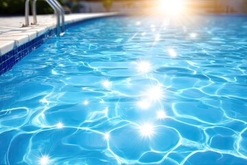 Sunlit pool water with ripples and sun glare