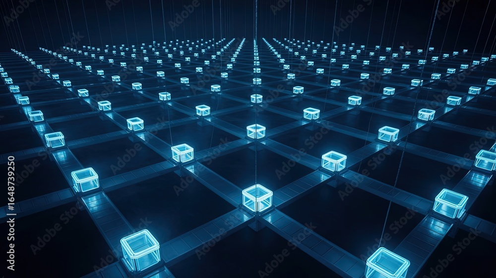 Poster network node visualization: a mesmerizing, futuristic depiction of a network node, with interconnect