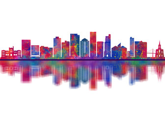 Obraz premium Toledo Ohio Skyline. Cityscape Skyscraper Buildings Landscape City Downtown Abstract Landmarks Travel Background Modern Art