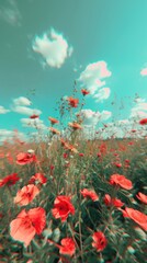 Obraz premium Anaglyph meadow landscape outdoors nature.