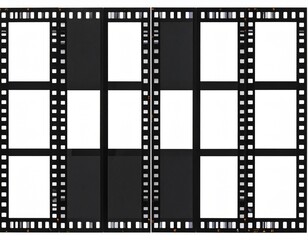 Obraz premium Vertical lines and flickering on 8mm film against a transparent background