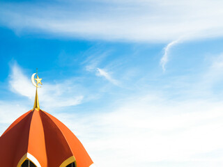 Masjid dome islam on blue sky, isra miraj namaz blue sky background mubaruk greeting islam ramadan element masjid aqsa hajj kaaba umrah eid arabian religion islamic arab muslim greeting miraj kaaba.