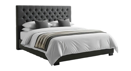 Gray tufted upholstered bed
