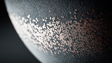 Close-up view of a textured surface with metallic sheen, showcasing intricate patterns and gradients