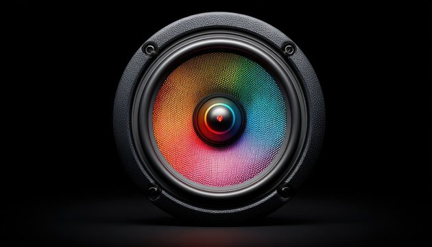 Colorful speaker cone on black background