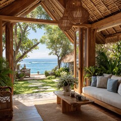 Fototapeta premium Tropical beachfront living room