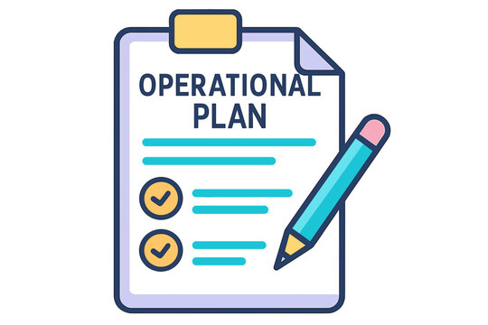 Operational plan document with checklist and pencil illustration operational plan sheet
