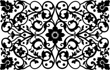 Baroque Brilliance Black Logo with Vintage European Ornamental Border | Vector Illustration