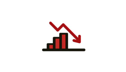 Red downward trend graph icon