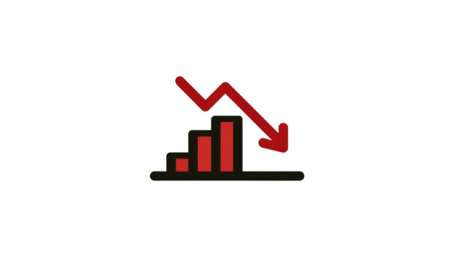 Red downward trend graph icon