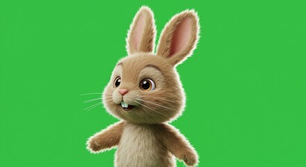 Obraz premium Cartoon bunny with transparent background