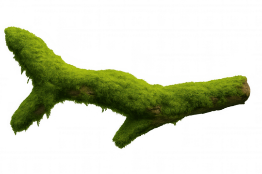 Photorealistic 3d mossy branch rendering, transparent backdrop, ideal for digital artwork and image compositing - Powered by Adobe