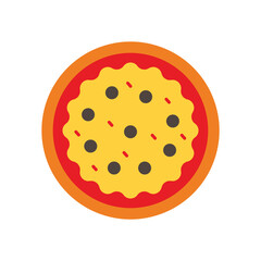Pizza Fast Food Flat Color Icon: Italian Dish and Delicious Meal