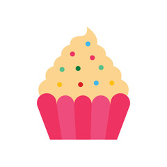Cupcake Dessert Flat Color Icon: Sweet Food and Bakery Treat